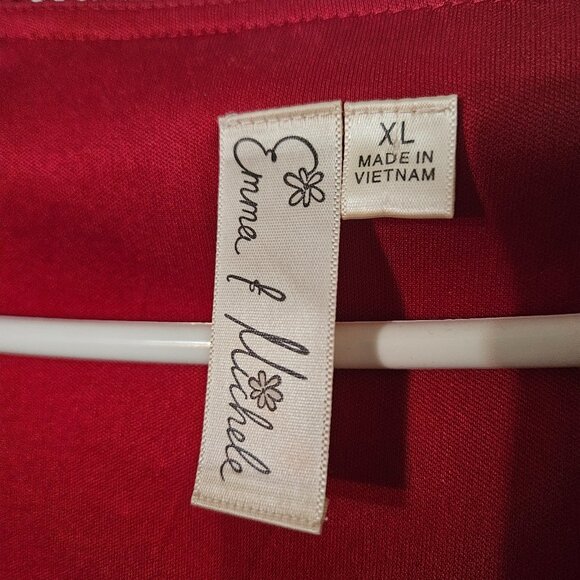 Emma Michelle Red Evening Dress with sparkle and bottom fringe layer SZ XL - Picture 4 of 10